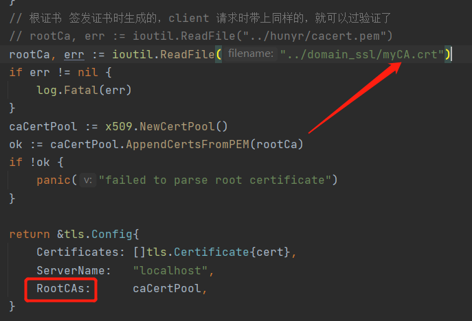 带上自签的根证书-Server端与Client端同样